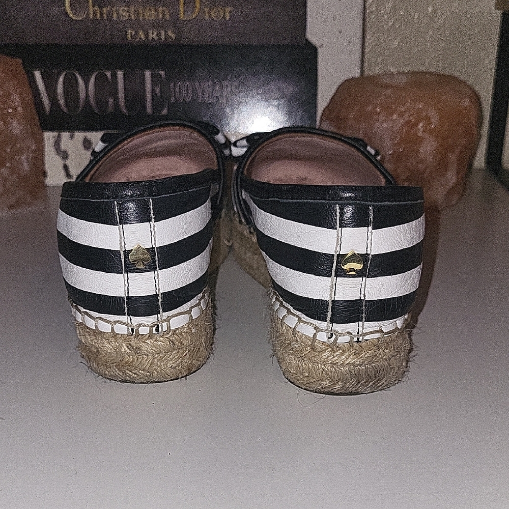 Kate Spade Black and White Striped Espadrilles - Picture 5 of 9